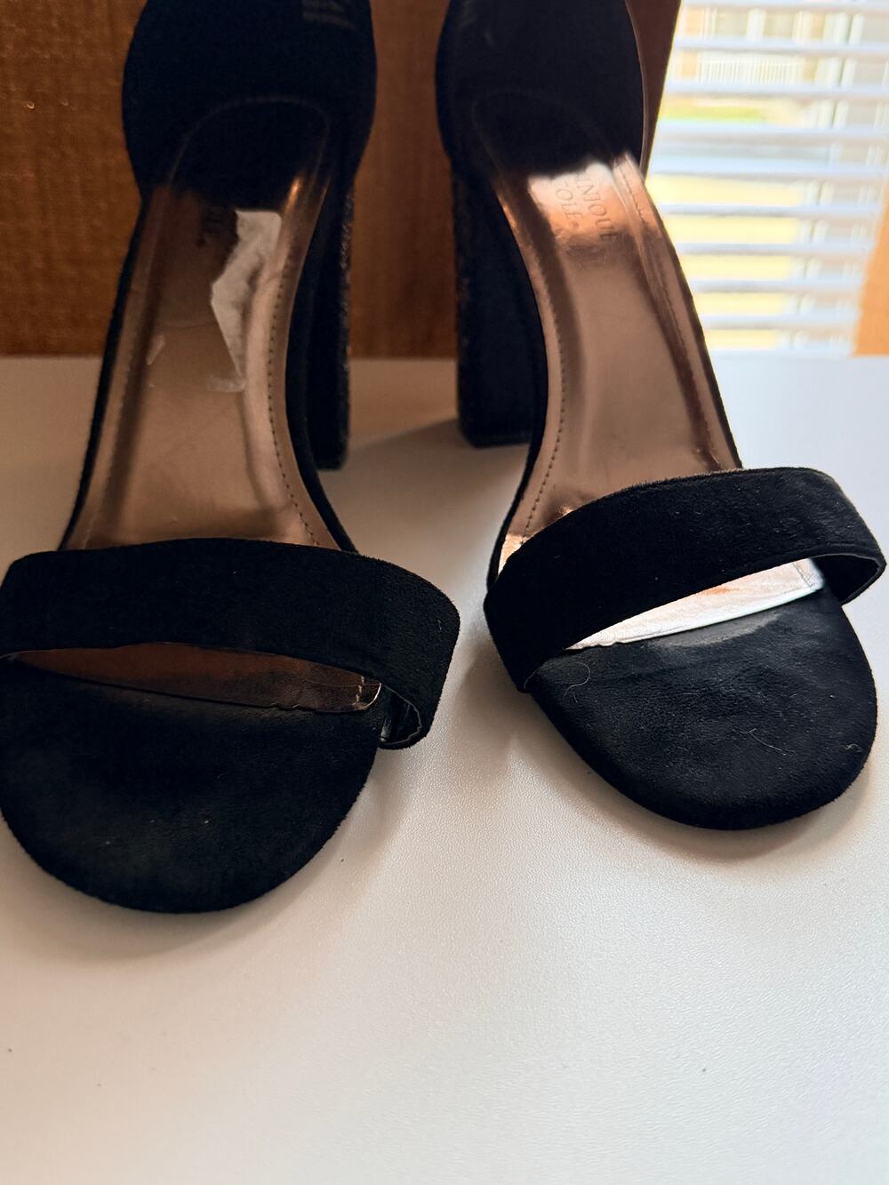 Dominique Nicole block heel 11 black with sequence heel